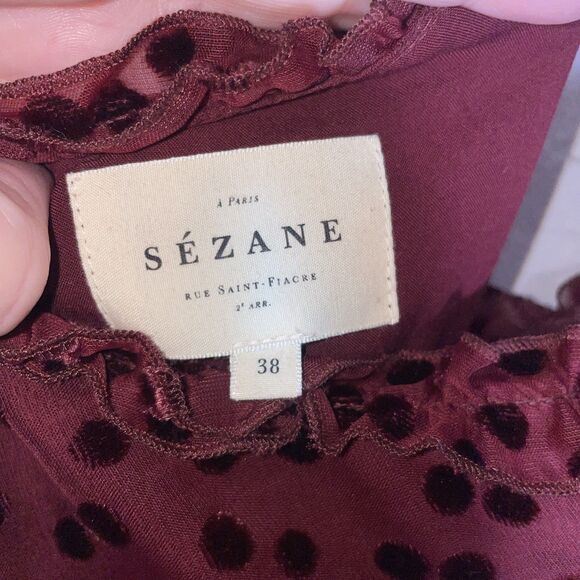 Sezane Burgundy Polka Dot Mini Dress - Picture 7 of 11